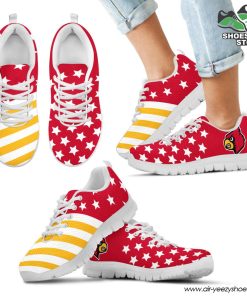 Louisville Cardinals America Flag Pattern Casual Breathable Running Shoes