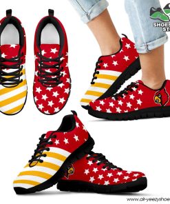 Louisville Cardinals America Flag Pattern Casual Breathable Running Shoes