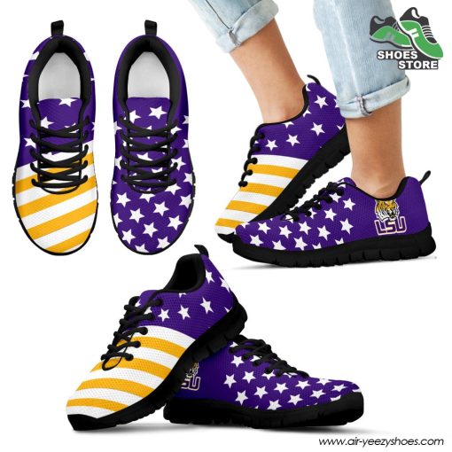 LSU Tigers America Flag Pattern Casual Breathable Running Shoes