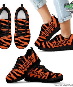 Miami Marlins Breathable Running Shoes Tiger Skin Stripes Pattern Printed