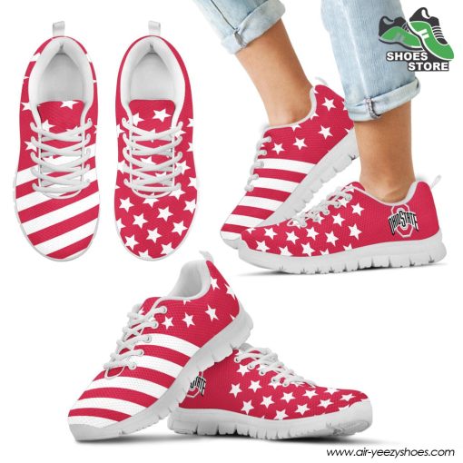 Ohio State Buckeyes America Flag Pattern Casual Breathable Running Shoes