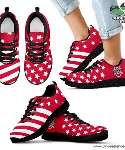 Ohio State Buckeyes America Flag Pattern Casual Breathable Running Shoes