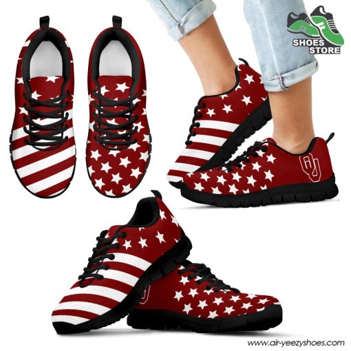 Oklahoma Sooners America Flag Pattern Casual Breathable Running Shoes