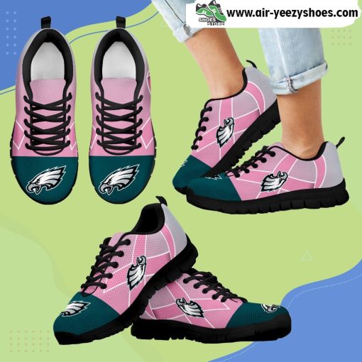 Philadelphia Eagles Cancer Pink Ribbon Breathable Running Sneaker