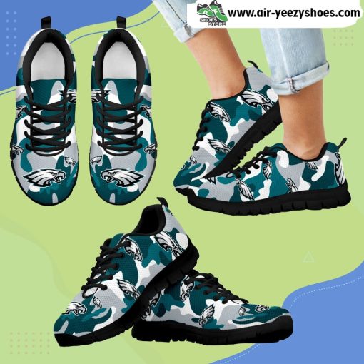 Philadelphia Eagles Cotton Camouflage Fabric Military Solider Style Breathable Running Sneaker