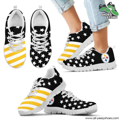 Pittsburgh Steelers America Flag Full Stars Stripes Pattern Sneaker