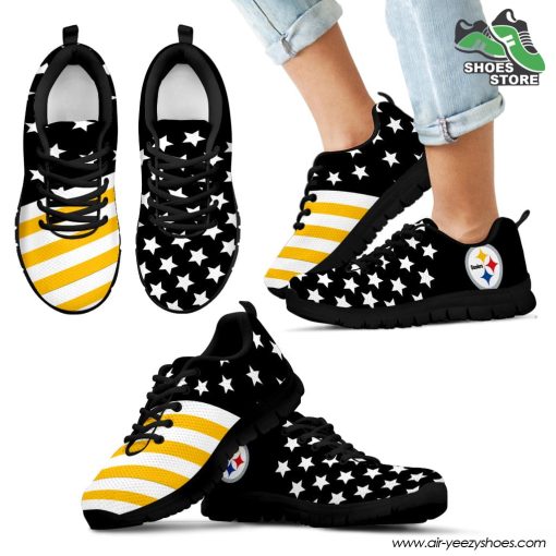 Pittsburgh Steelers America Flag Full Stars Stripes Pattern Sneaker