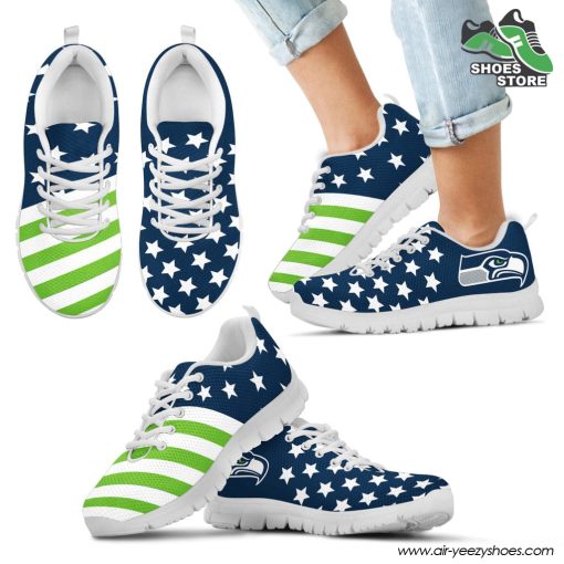 Seattle Seahawks America Flag Full Stars Stripes Pattern Sneaker