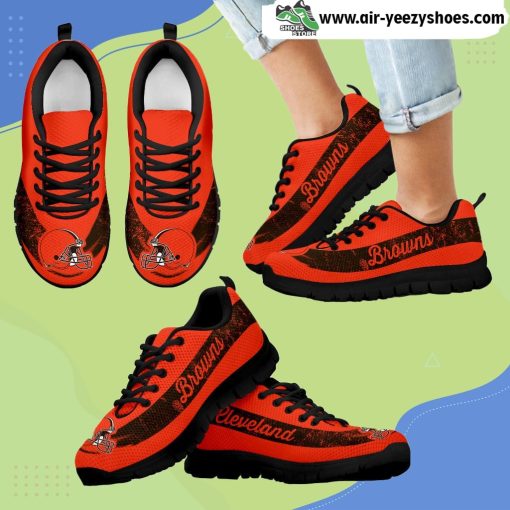 Single Line Logo Cleveland Browns Breathable Running Sneaker
