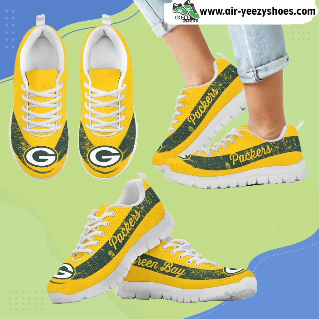 Single Line Logo Green Bay Packers Breathable Running Sneaker