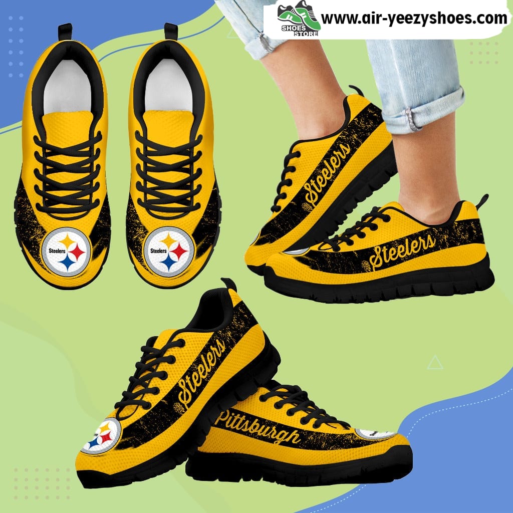 Single Line Logo Pittsburgh Steelers Breathable Running Sneaker