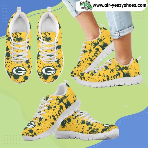 Splatters Watercolor Green Bay Packers Breathable Running Sneaker
