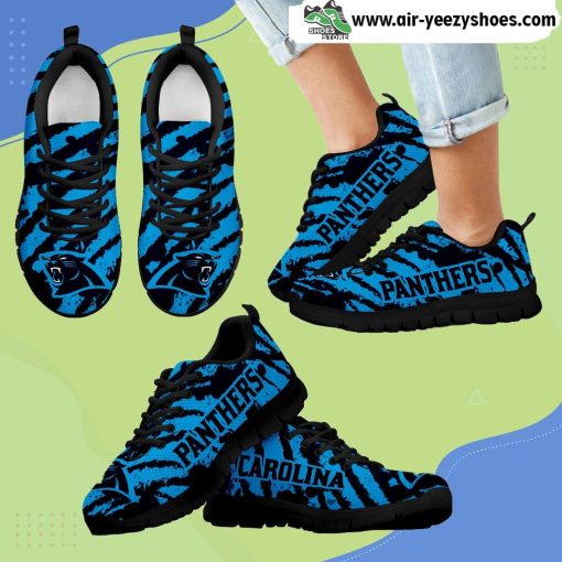 Stripes Pattern Print Carolina Panthers Breathable Running Shoes