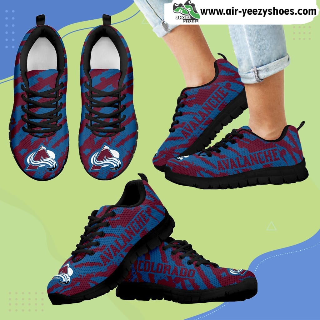 Stripes Pattern Print Colorado Avalanche Breathable Running Shoes