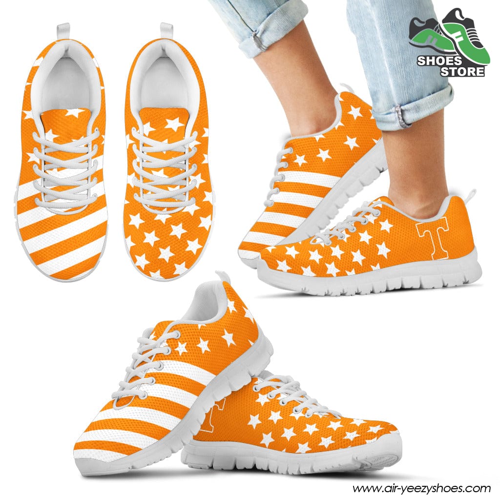 Tennessee Volunteers America Flag Pattern Casual Breathable Running Shoes