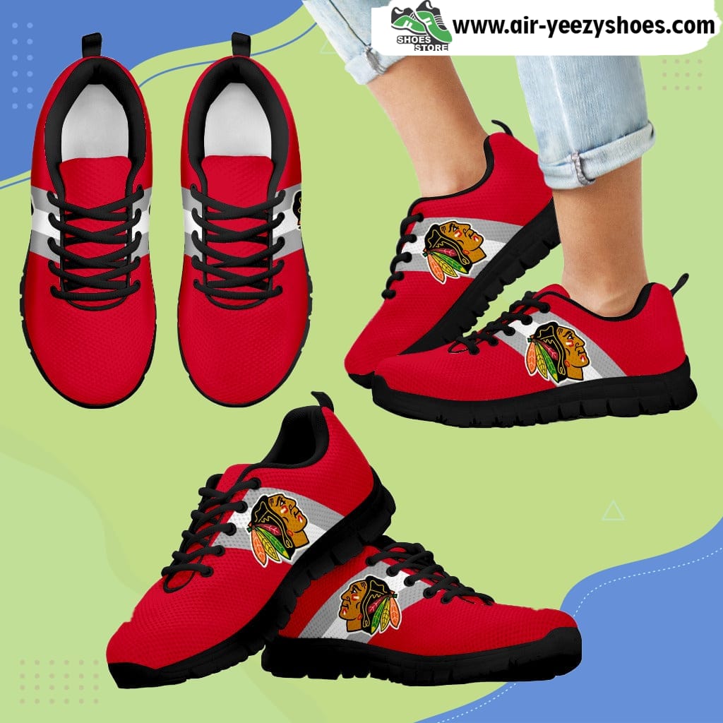 Three Colors Vertical Chicago Blackhawks Breathable Running Sneaker