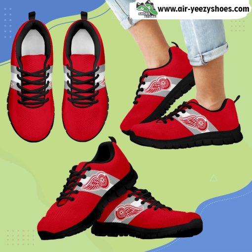 Three Colors Vertical Detroit Red Wings Breathable Running Sneaker