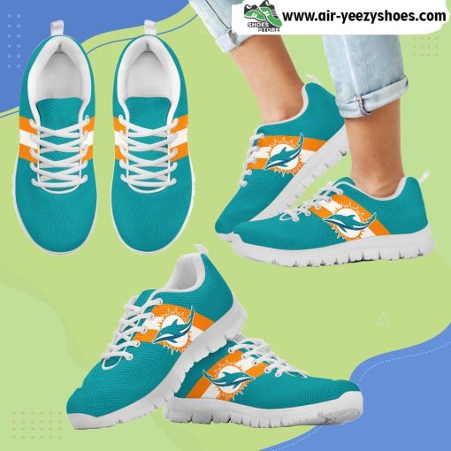 Three Colors Vertical Miami Dolphins Breathable Running Sneaker