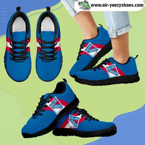 Three Colors Vertical New York Rangers Breathable Running Sneaker