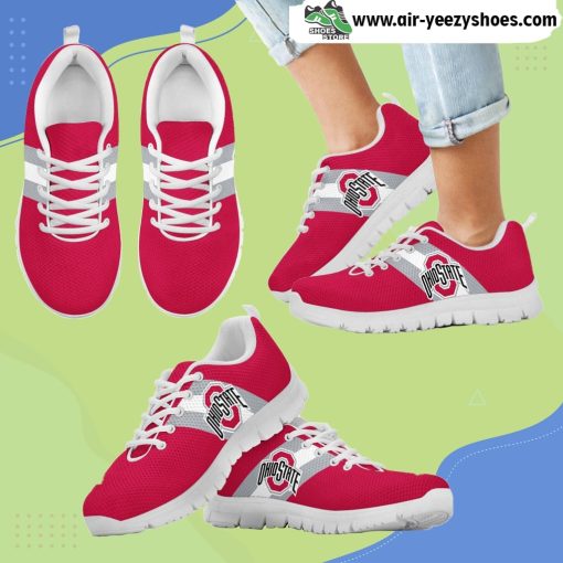 Three Colors Vertical Ohio State Buckeyes Breathable Running Sneaker