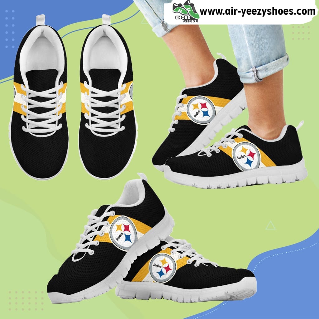 Three Colors Vertical Pittsburgh Steelers Breathable Running Sneaker