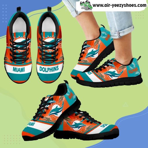 Three Impressing Point Of Logo Miami Dolphins Breathable Running Sneaker