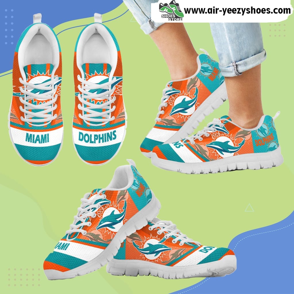 Three Impressing Point Of Logo Miami Dolphins Breathable Running Sneaker