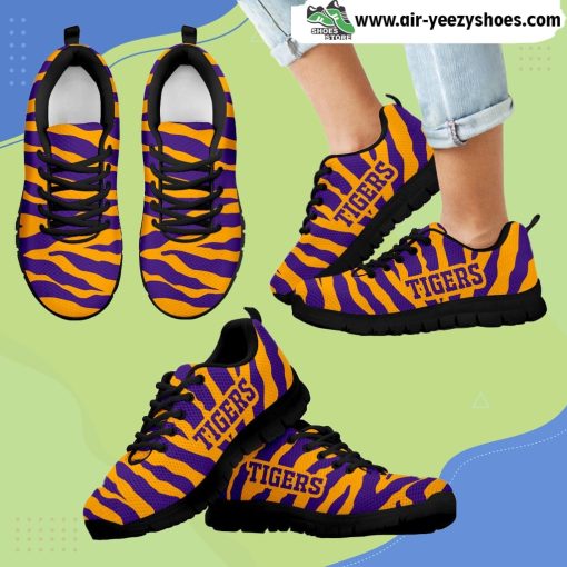 Tiger Skin Stripes Pattern Print LSU Tigers Breathable Running Sneaker