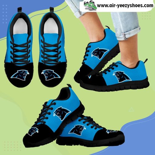 Two Colors Aparted Carolina Panthers Breathable Running Sneaker