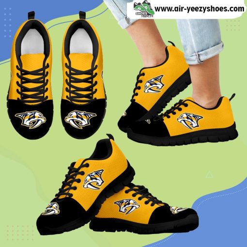 Two Colors Aparted Nashville Predators Breathable Running Sneaker