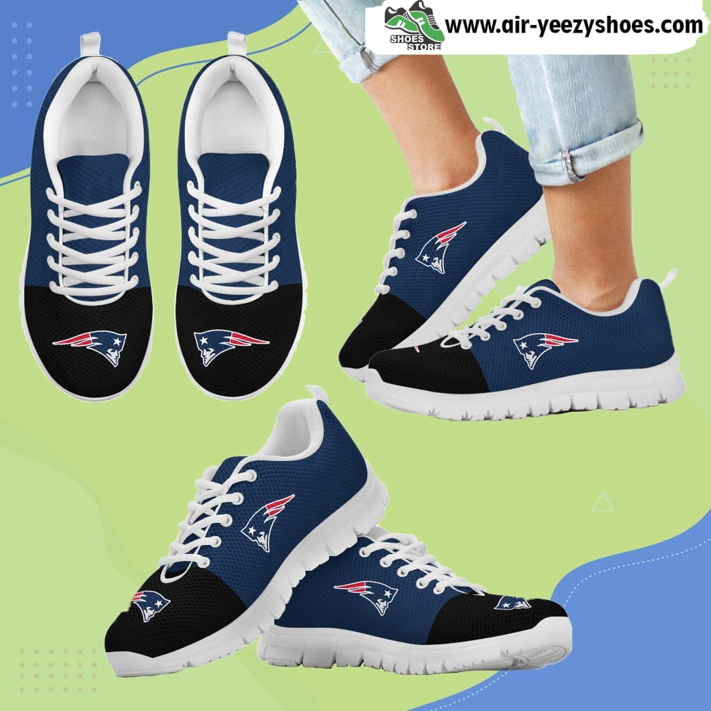 Two Colors Aparted New England Patriots Breathable Running Sneaker
