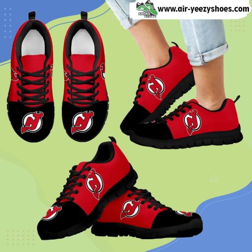 Two Colors Aparted New Jersey Devils Breathable Running Sneaker