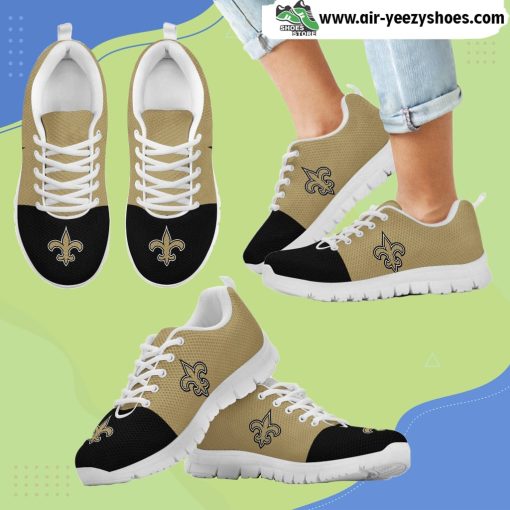 Two Colors Aparted New Orleans Saints Breathable Running Sneaker