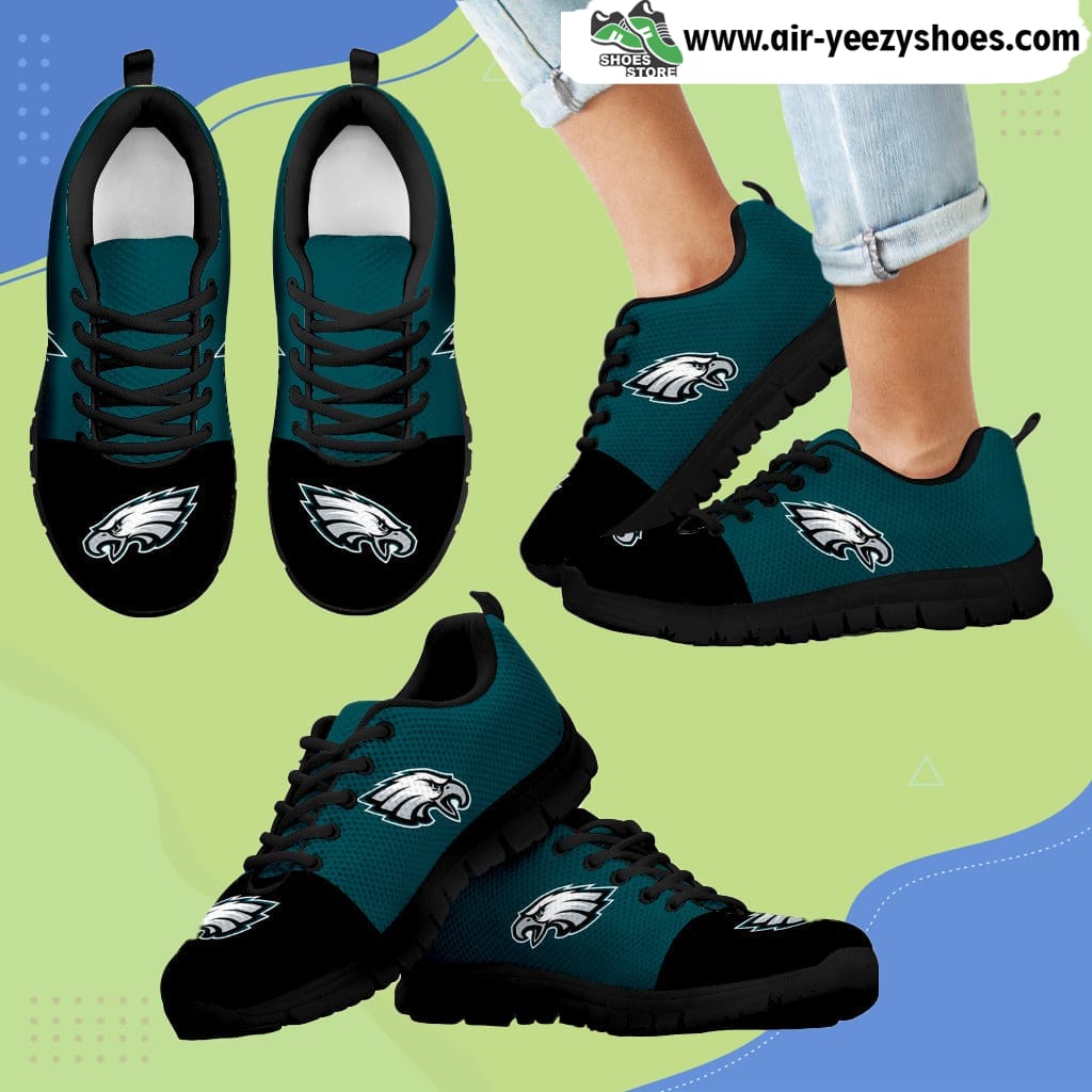 Two Colors Aparted Philadelphia Eagles Breathable Running Sneaker