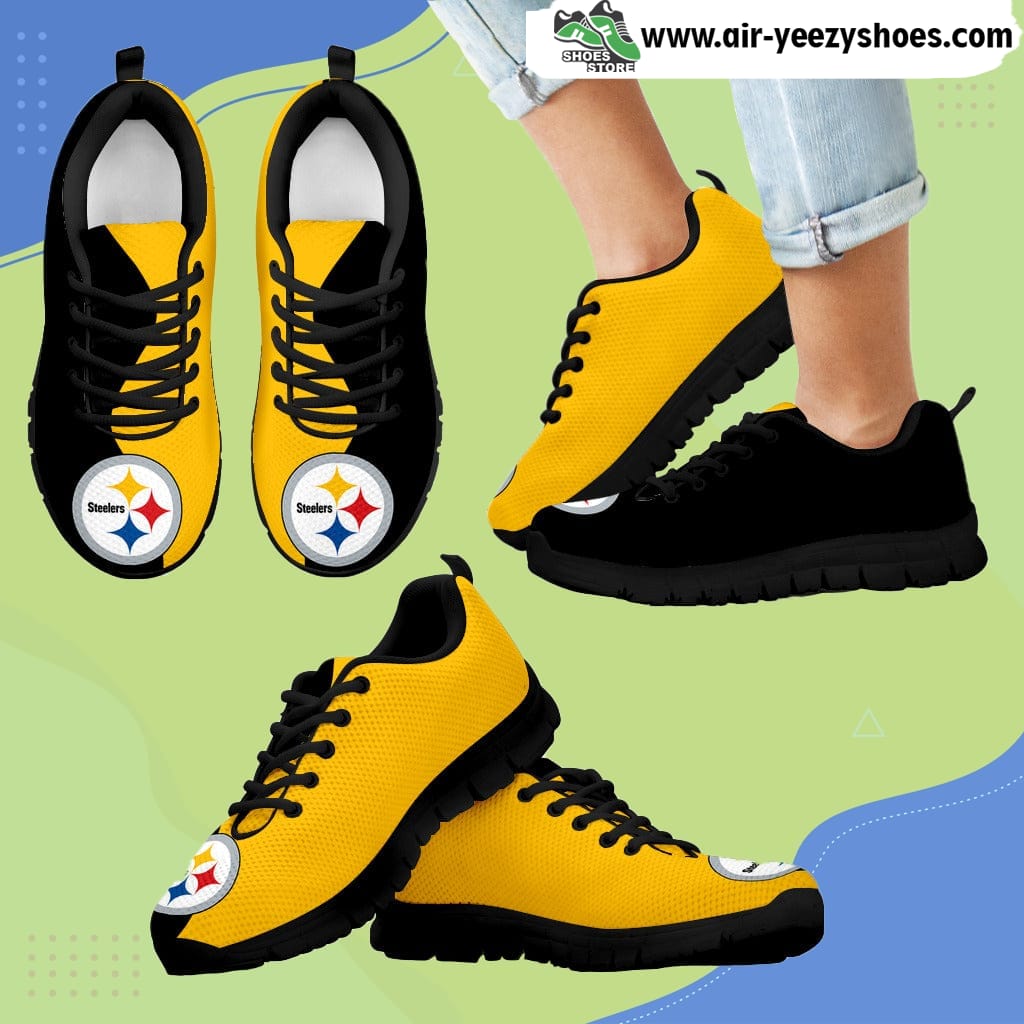 Two Colors Trending Lovely Pittsburgh Steelers Breathable Running Sneaker