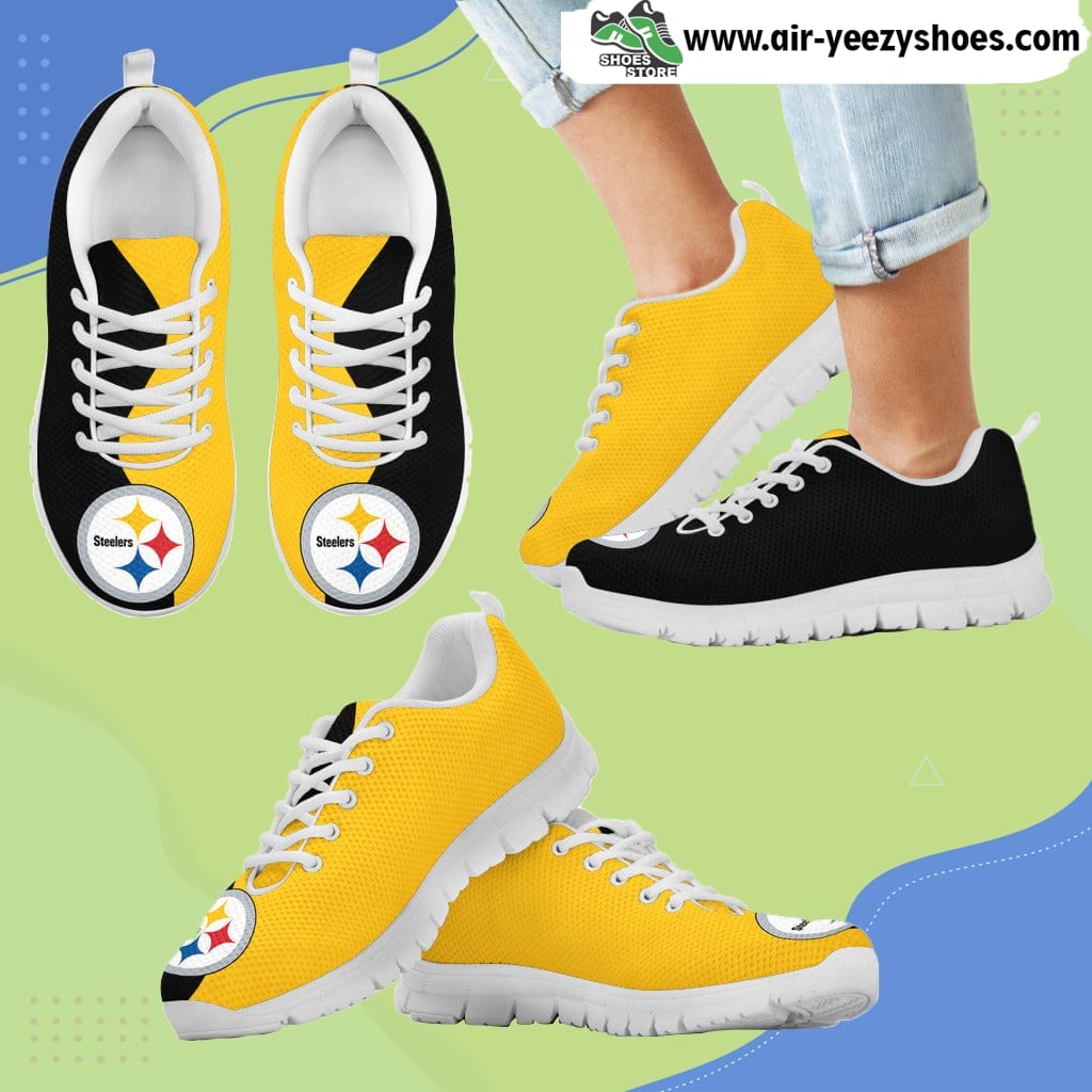 Two Colors Trending Lovely Pittsburgh Steelers Breathable Running Sneaker