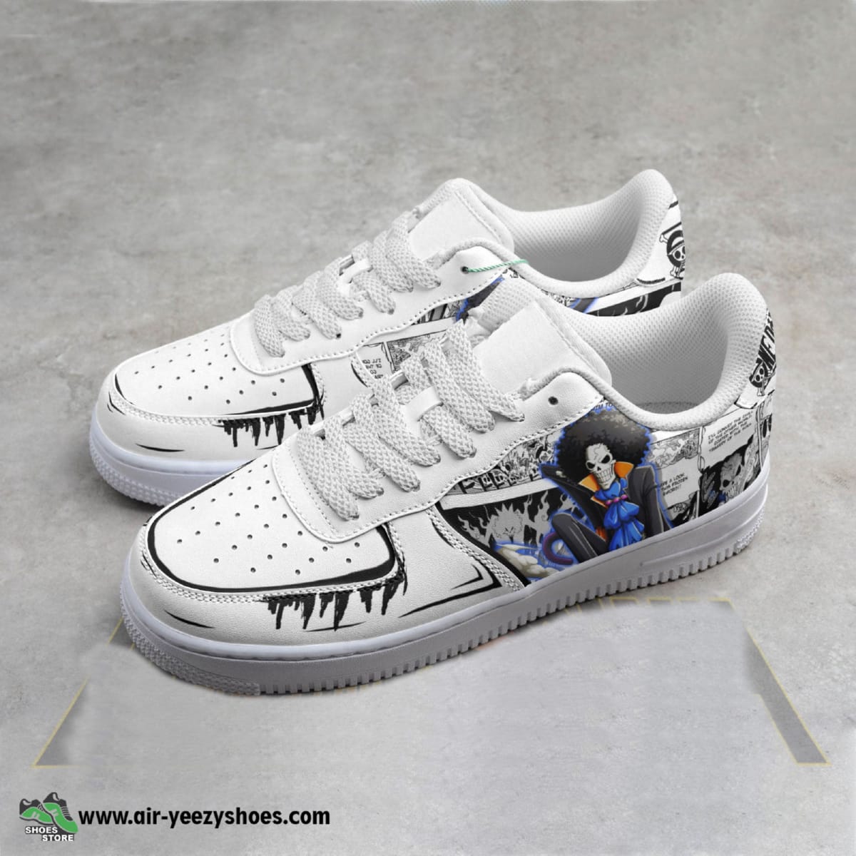 Brook Anime Air Force 1 Sneaker, Custom 1Piece Anime Shoes Mixed Manga Style