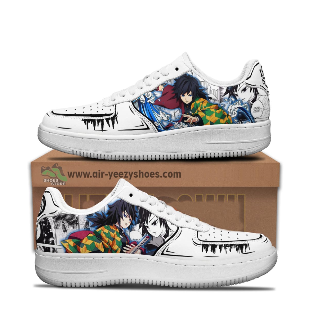 Giyu Tomioka Anime Air Force 1 Sneaker, Custom Demon Slayer Anime Shoes Kimetsu No Yaiba