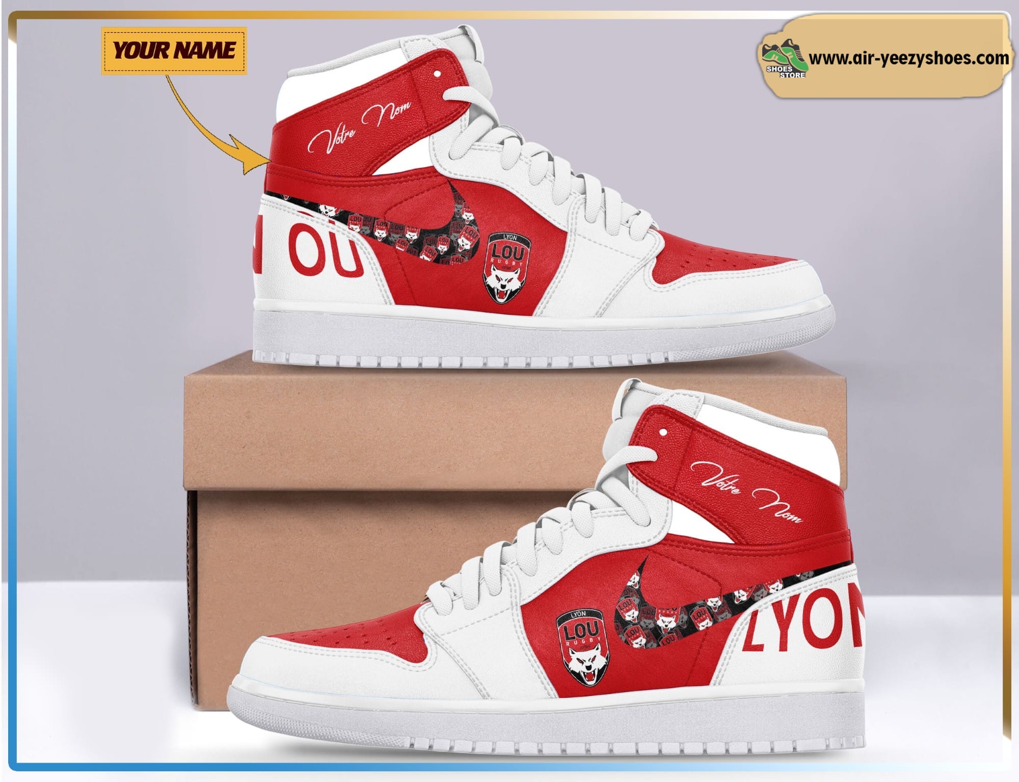 Lyon OU Air Jodan 1 High Top Sneaker Boots