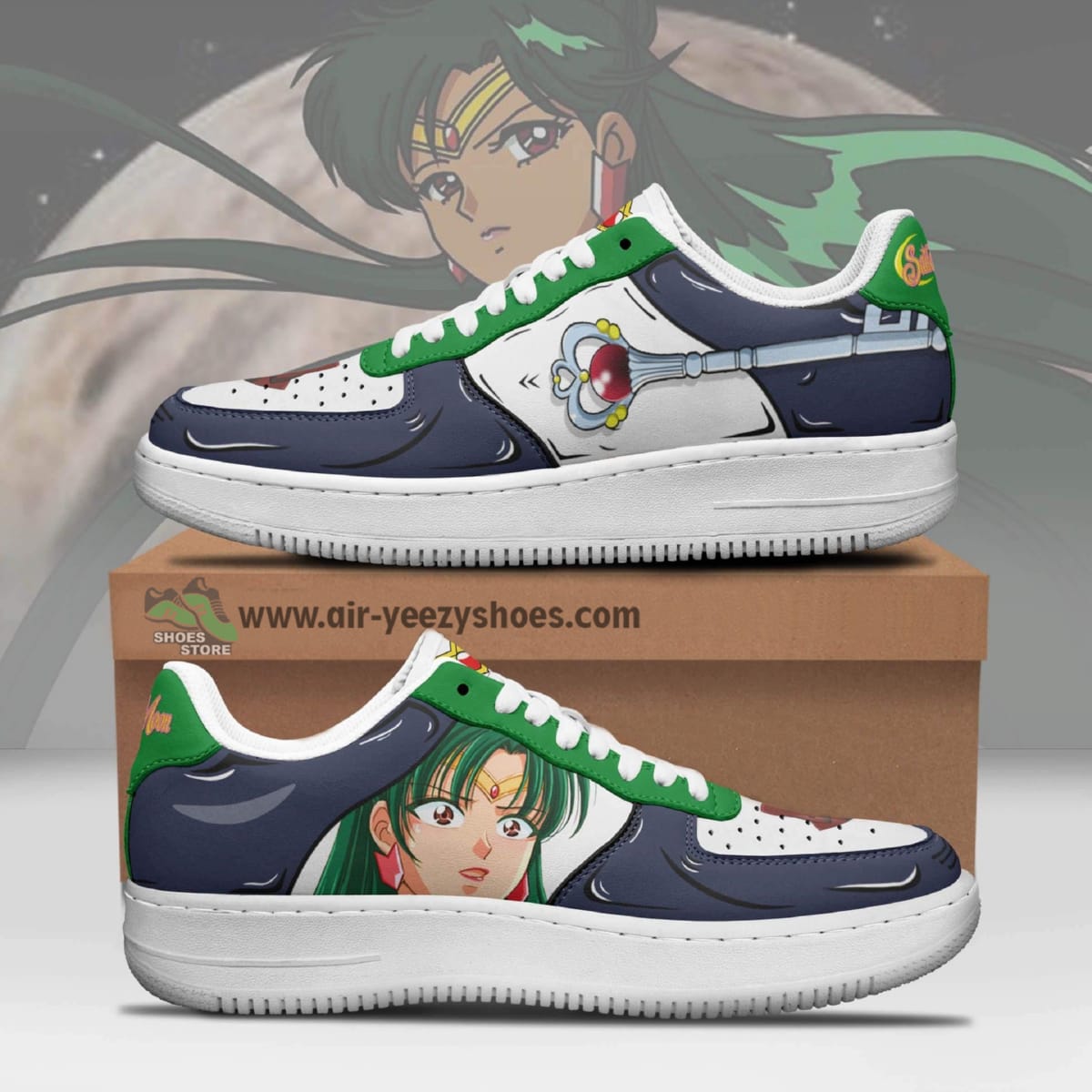 Sailor Pluto Anime Air Force 1 Sneaker, Custom Sailor Moon Anime Shoes