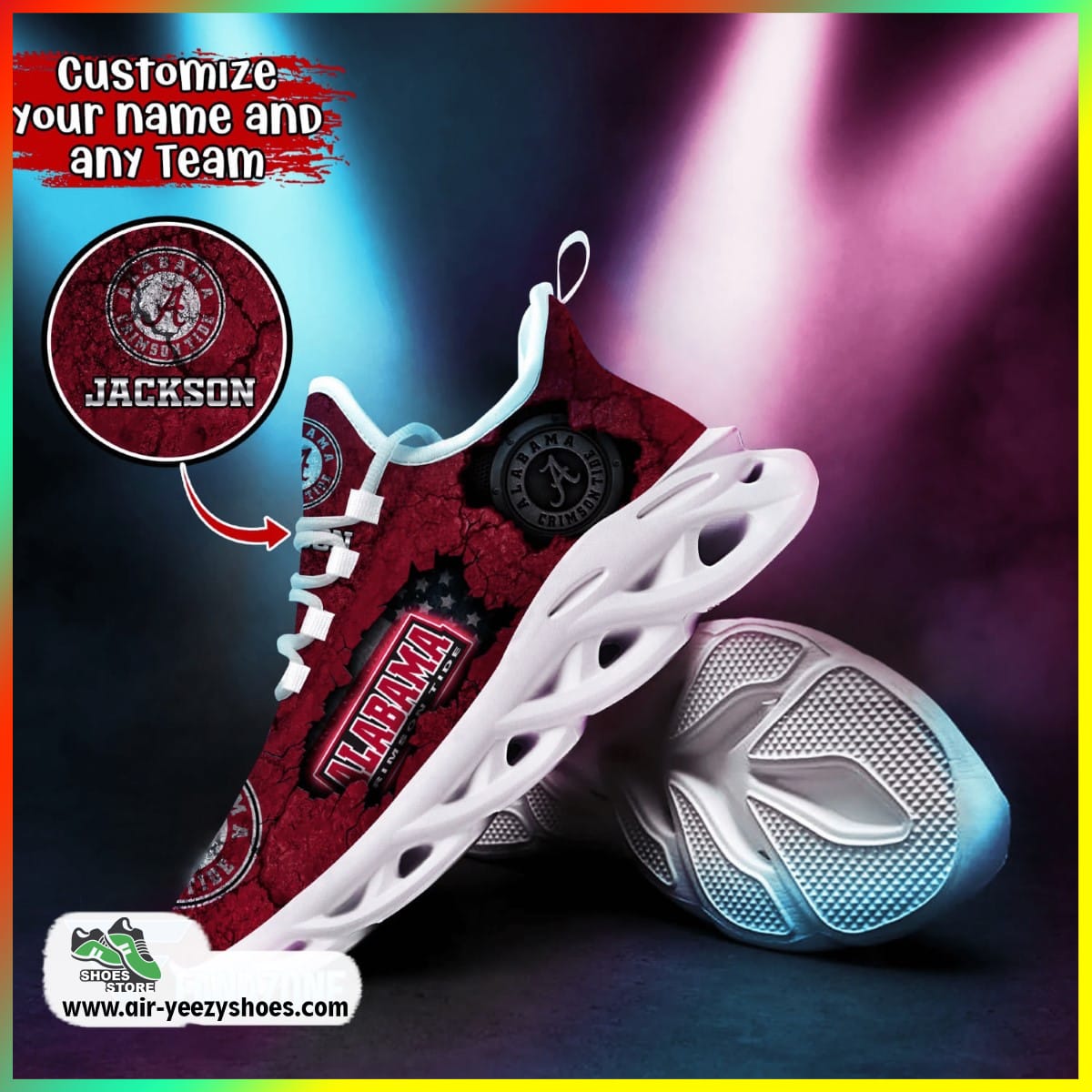 Alabama Crimson Tide NCAA Sport Shoes For Fans, Custom Casual Sneaker, Alabama Crimson Tide Gifts