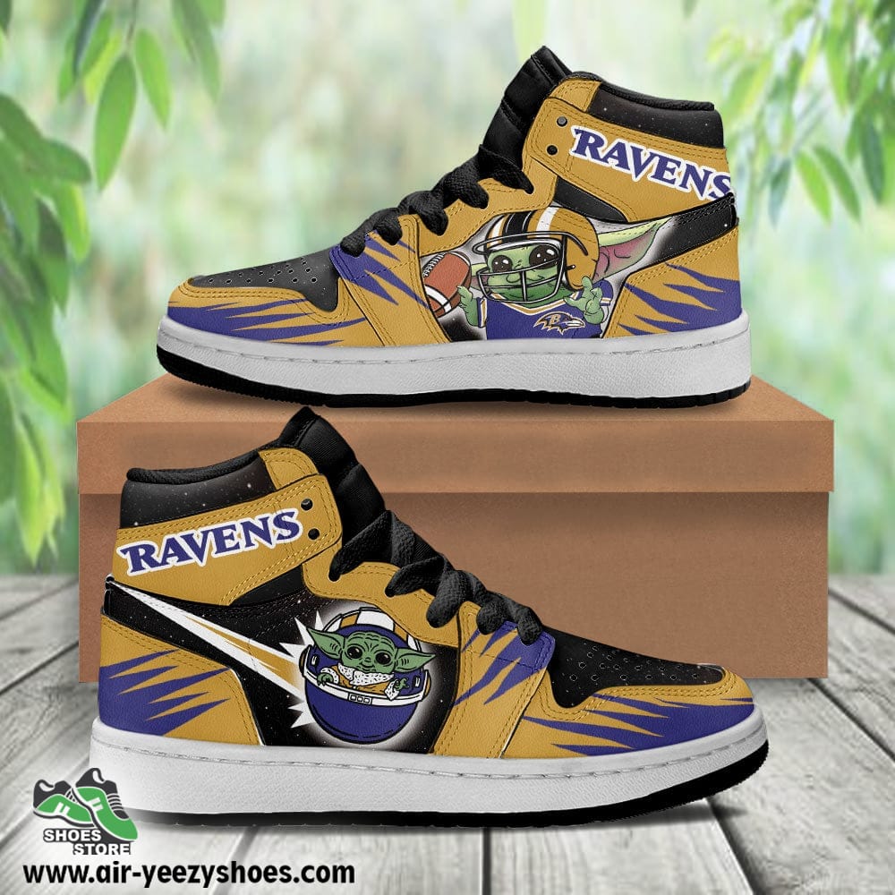 Baltimore Ravens Baby Jordan 1 High Sneaker, Baltimore Ravens Gifts for Fans