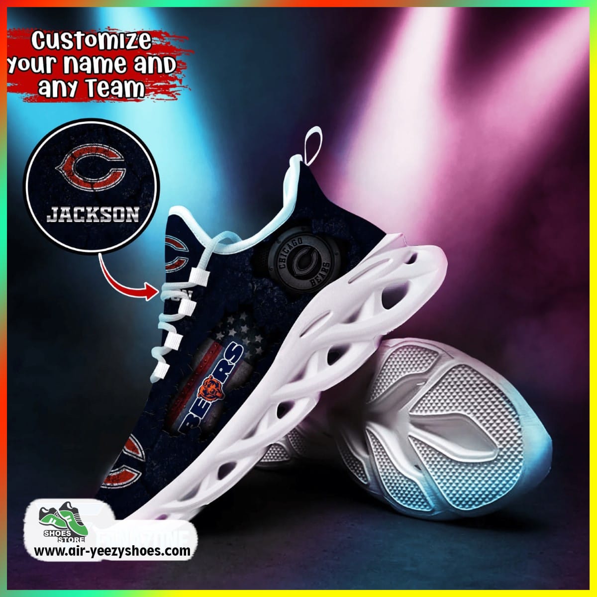 Chicago Bears NFL Sport Shoes For Fans, Custom Casual Sneaker, Chicago Bears Shoes