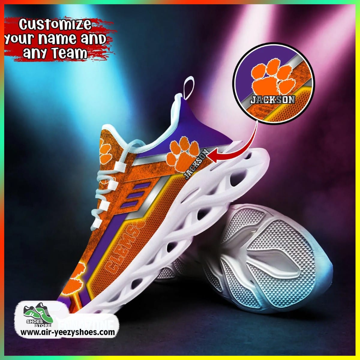 Clemson Tigers NCAA 3D Printed Sport Unisex Shoes, Clemson Footwear