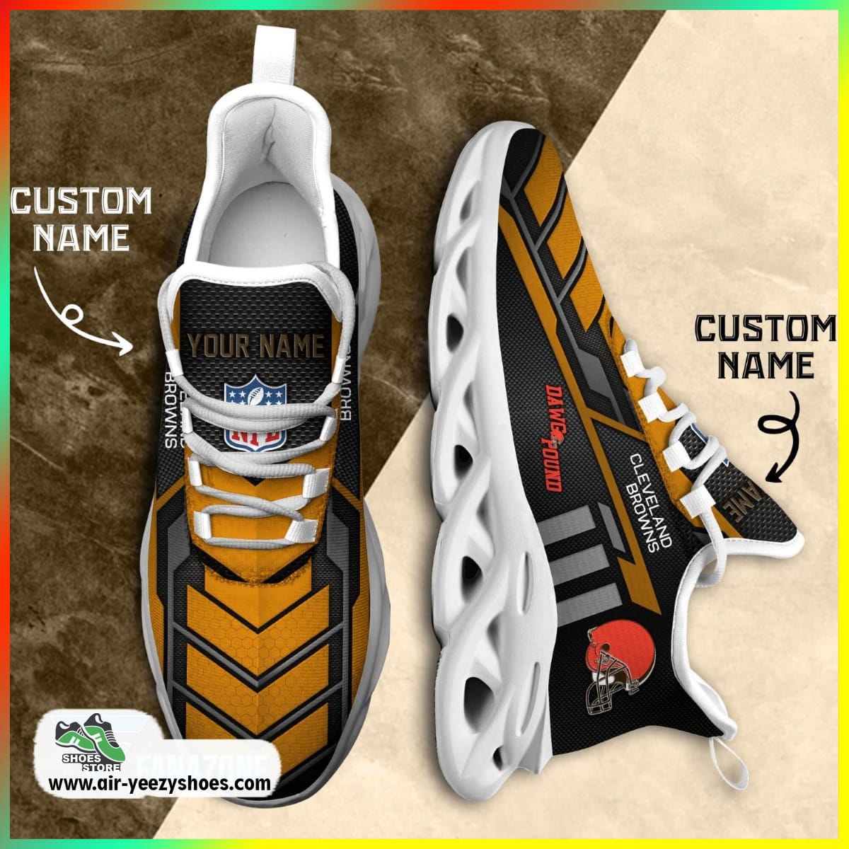 Cleveland Browns NFL Custom Sport Shoes For Fans, Cleveland Browns Fan Gears