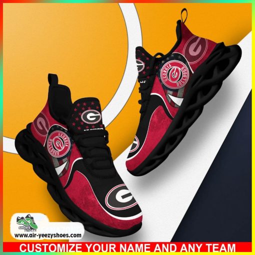 Georgia Bulldogs NCAA Sports Clunky Sneakers For, Custom Football Shoes, Bulldogs Footwear