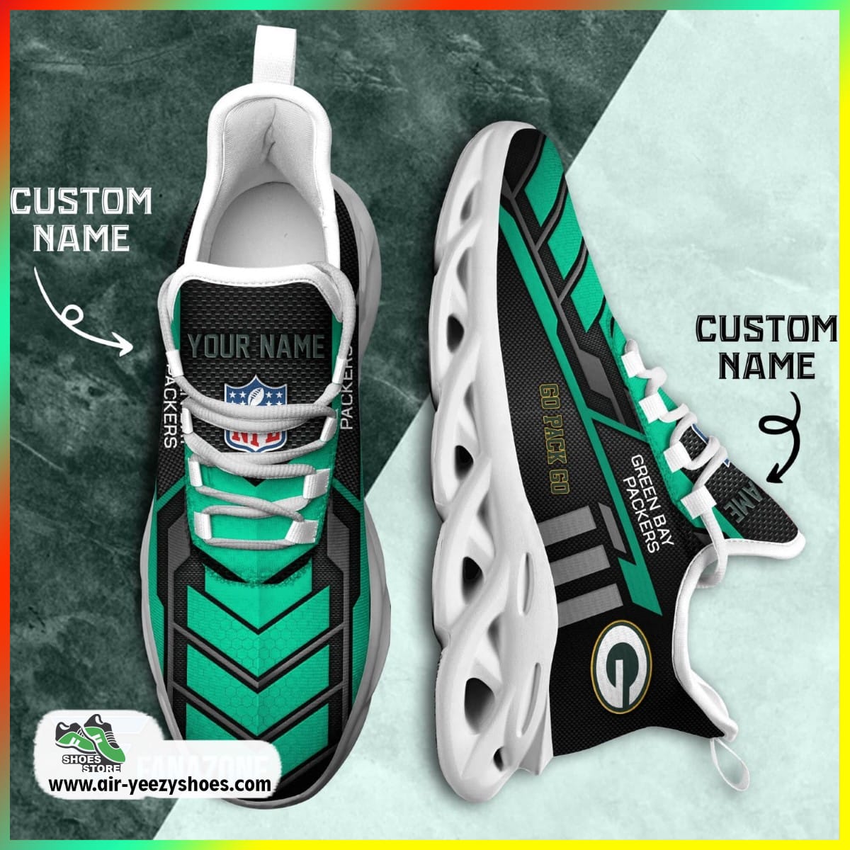 Green Bay Packers NFL Custom Sport Shoes For Fans, Packers Shoes