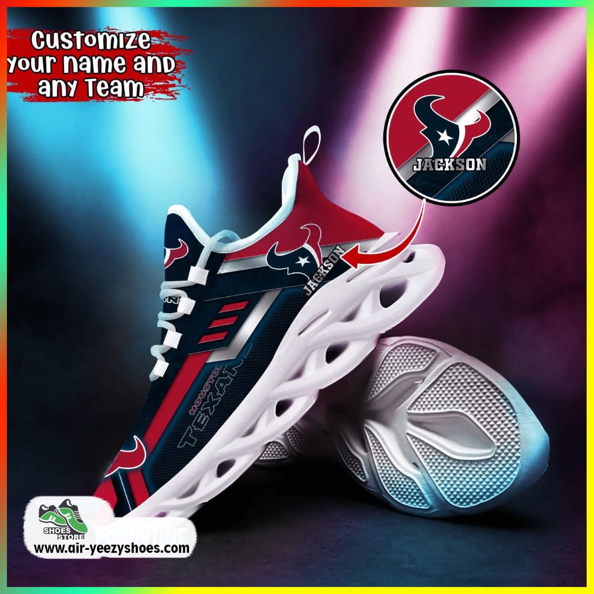 Houston Texans NFL 3D Printed Sport Unisex Shoes, Houston Texans Gifts for Fans