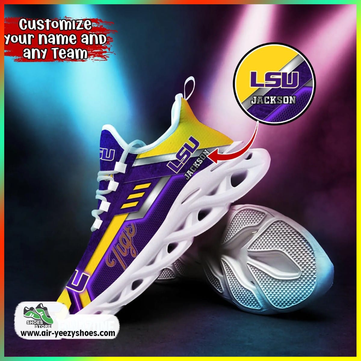 LSU TIGERS NCAA 3D Printed Sport Unisex Shoes, LSU Gifts for Fans