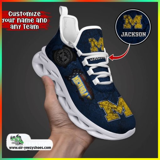 Michigan Wolverines NCAA Sport Shoes For Fans, Custom Casual Sneaker, Wolverines Shoes